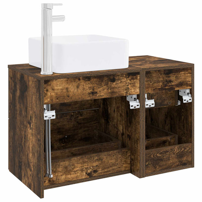 Set de mobilier pentru baie 2 buc. Stejar fumuriu WALTI