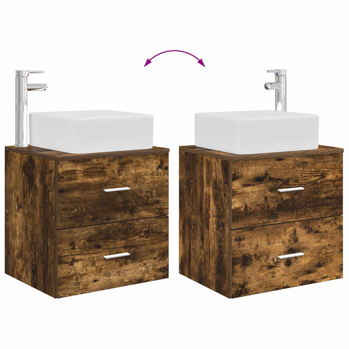 Set de mobilier pentru baie 2 buc. Stejar fumuriu WALTI