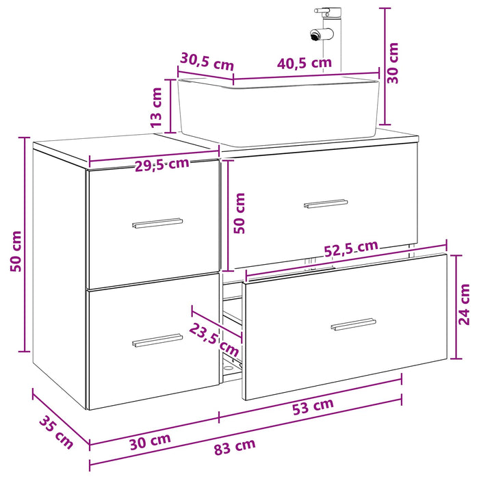 Set de mobilier pentru baie 2 buc. Lemn vechi Lemn prelucrat WALTI