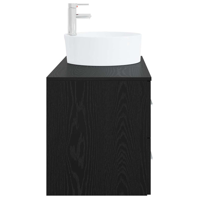 Set de mobilier pentru baie 2 buc. Stejar Negru Lemn prelucrat WALTI