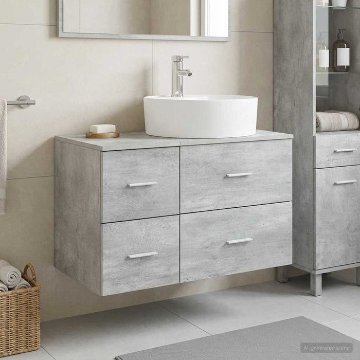 Set de mobilier pentru baie 2 buc. Gri Beton Lemn prelucrat WALTI