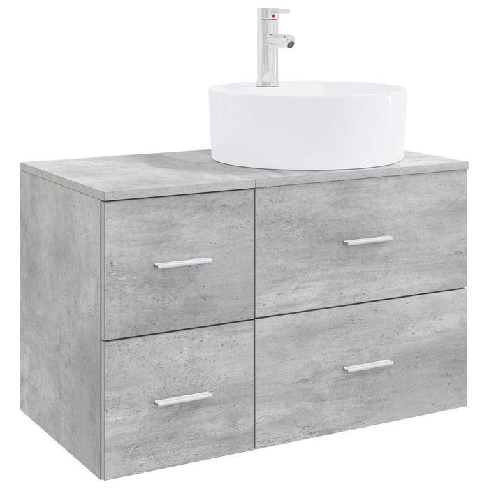 Set de mobilier pentru baie 2 buc. Gri Beton Lemn prelucrat WALTI