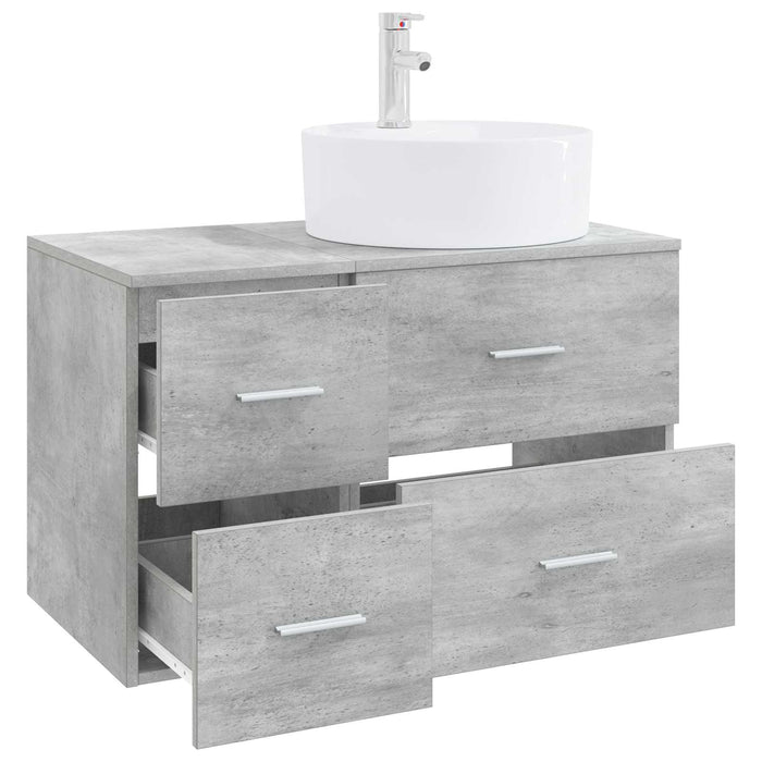 Set de mobilier pentru baie 2 buc. Gri Beton Lemn prelucrat WALTI