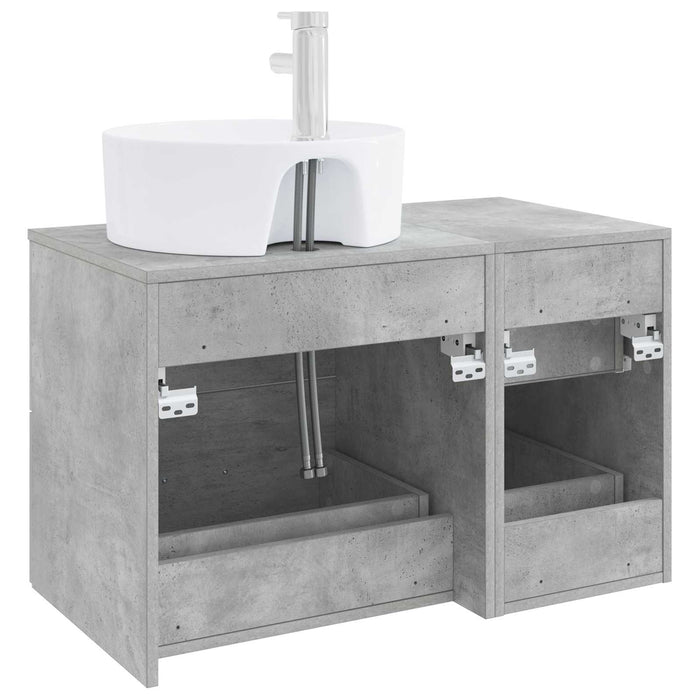 Set de mobilier pentru baie 2 buc. Gri Beton Lemn prelucrat WALTI