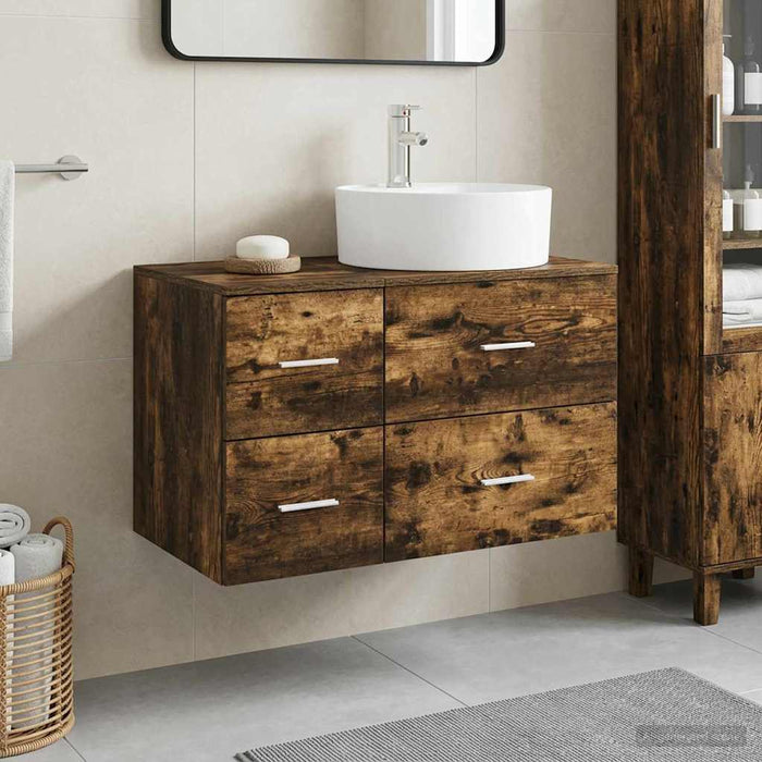 Set de mobilier pentru baie 2 buc. Stejar fumuriu WALTI