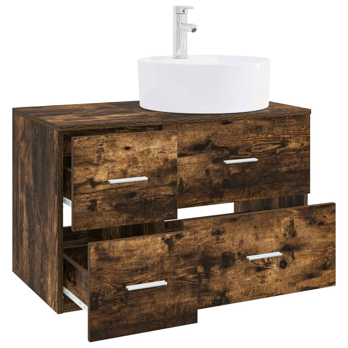 Set de mobilier pentru baie 2 buc. Stejar fumuriu WALTI