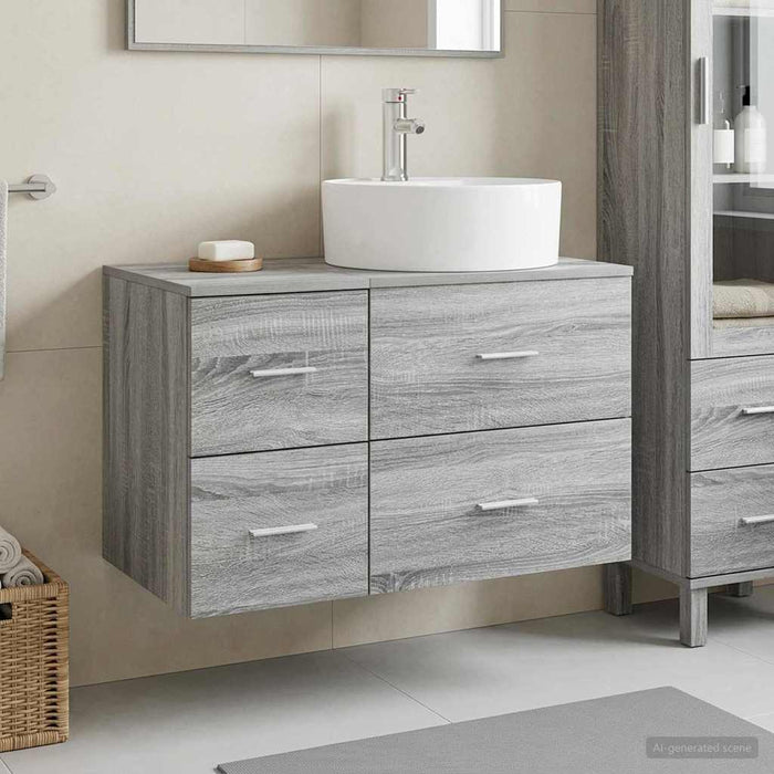 Set de mobilier pentru baie 2 buc. Sonoma gri Lemn prelucrat WALTI