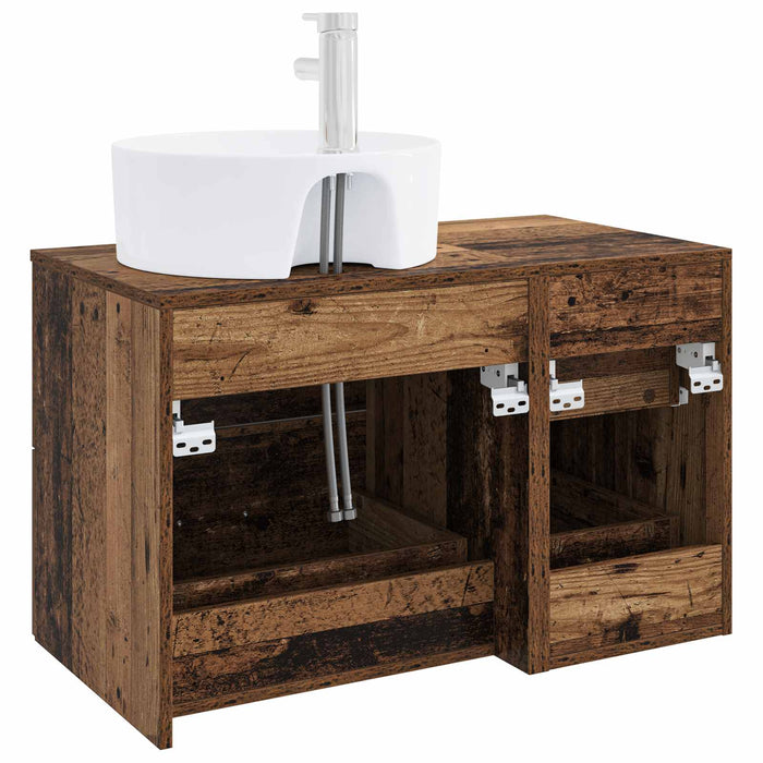Set de mobilier pentru baie 2 buc. Lemn vechi Lemn prelucrat WALTI