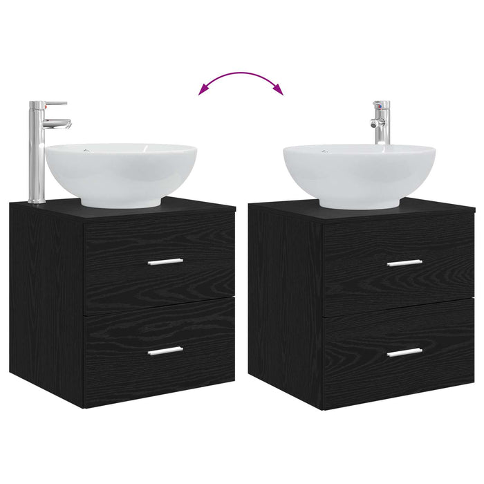 Set de mobilier pentru baie 2 buc. Stejar Negru Lemn prelucrat WALTI