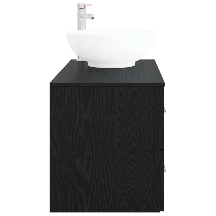 Set de mobilier pentru baie 2 buc. Stejar Negru Lemn prelucrat WALTI