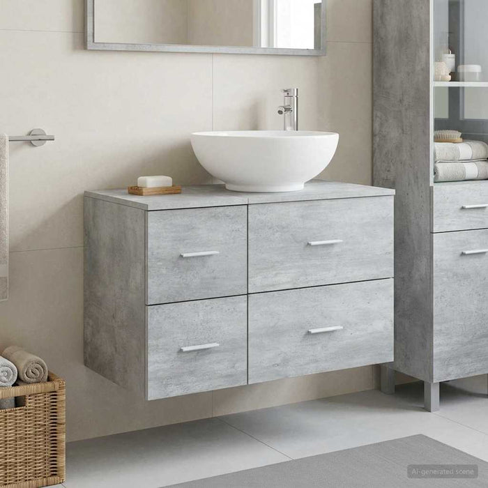 Set de mobilier pentru baie 2 buc. Gri Beton Lemn prelucrat WALTI