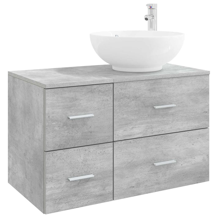 Set de mobilier pentru baie 2 buc. Gri Beton Lemn prelucrat WALTI