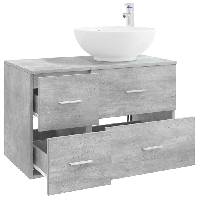 Set de mobilier pentru baie 2 buc. Gri Beton Lemn prelucrat WALTI