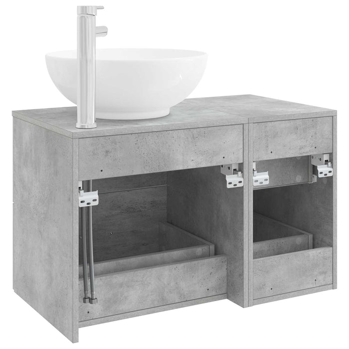Set de mobilier pentru baie 2 buc. Gri Beton Lemn prelucrat WALTI