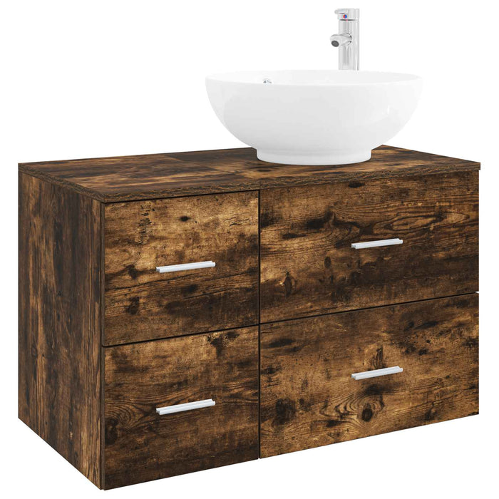 Set de mobilier pentru baie 2 buc. Stejar fumuriu WALTI