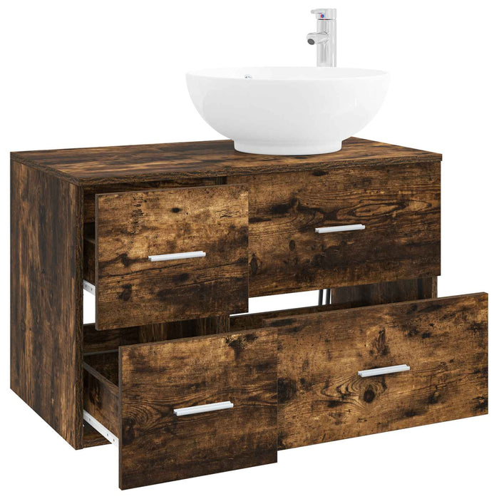 Set de mobilier pentru baie 2 buc. Stejar fumuriu WALTI
