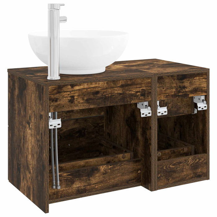 Set de mobilier pentru baie 2 buc. Stejar fumuriu WALTI