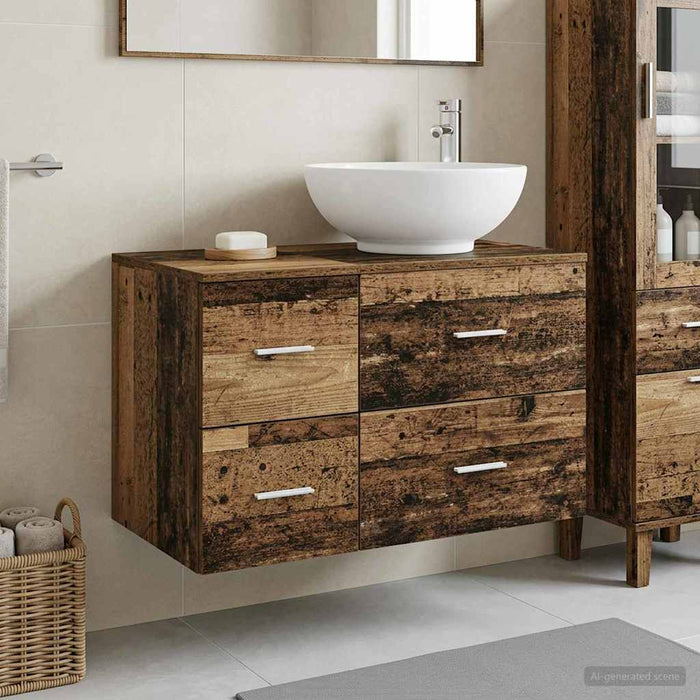 Set de mobilier pentru baie 2 buc. Lemn vechi Lemn prelucrat WALTI