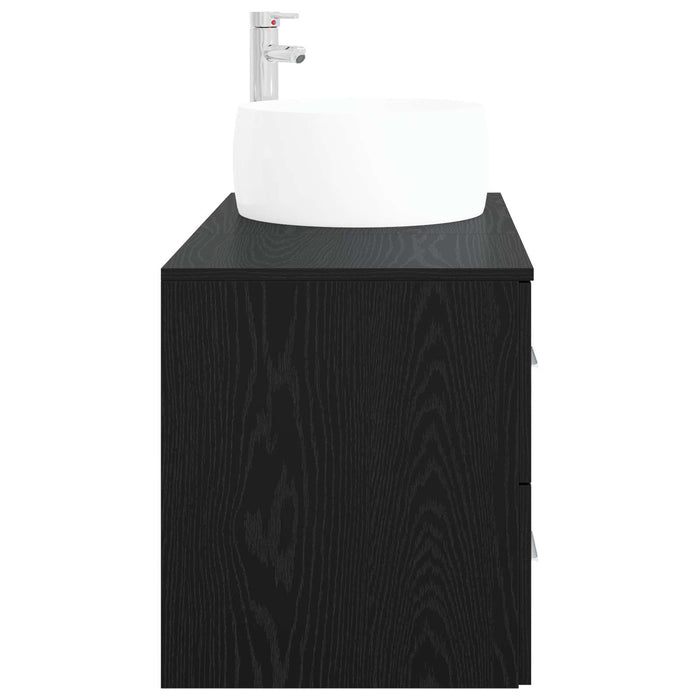 Set de mobilier pentru baie 2 buc. Stejar Negru Lemn prelucrat WALTI