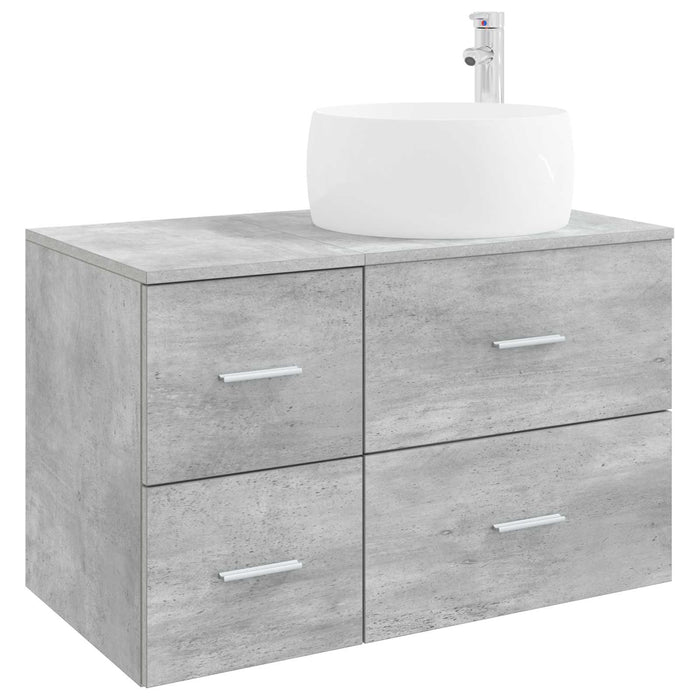 Set de mobilier pentru baie 2 buc. Gri Beton Lemn prelucrat WALTI