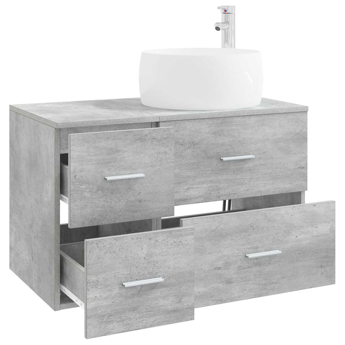 Set de mobilier pentru baie 2 buc. Gri Beton Lemn prelucrat WALTI