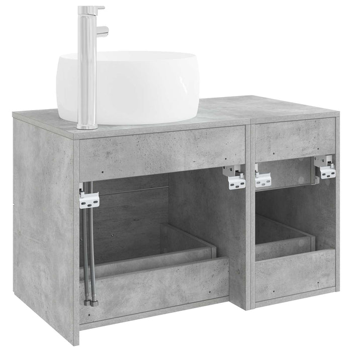 Set de mobilier pentru baie 2 buc. Gri Beton Lemn prelucrat WALTI