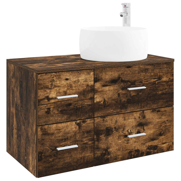 Set de mobilier pentru baie 2 buc. Stejar fumuriu WALTI