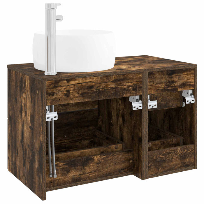 Set de mobilier pentru baie 2 buc. Stejar fumuriu WALTI