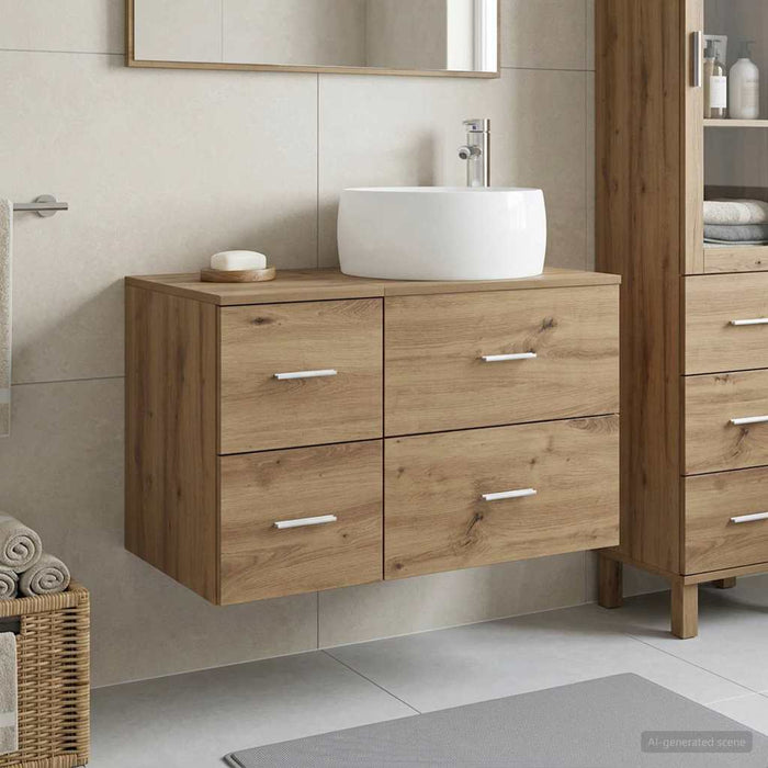 Set de mobilier pentru baie 2 buc. Stejar Artizanal WALTI
