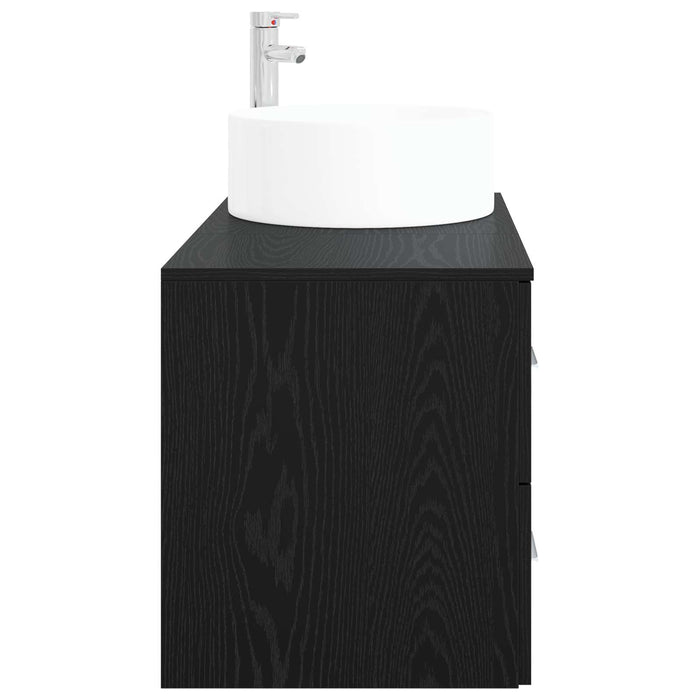 Set de mobilier pentru baie 2 buc. Stejar Negru Lemn prelucrat WALTI
