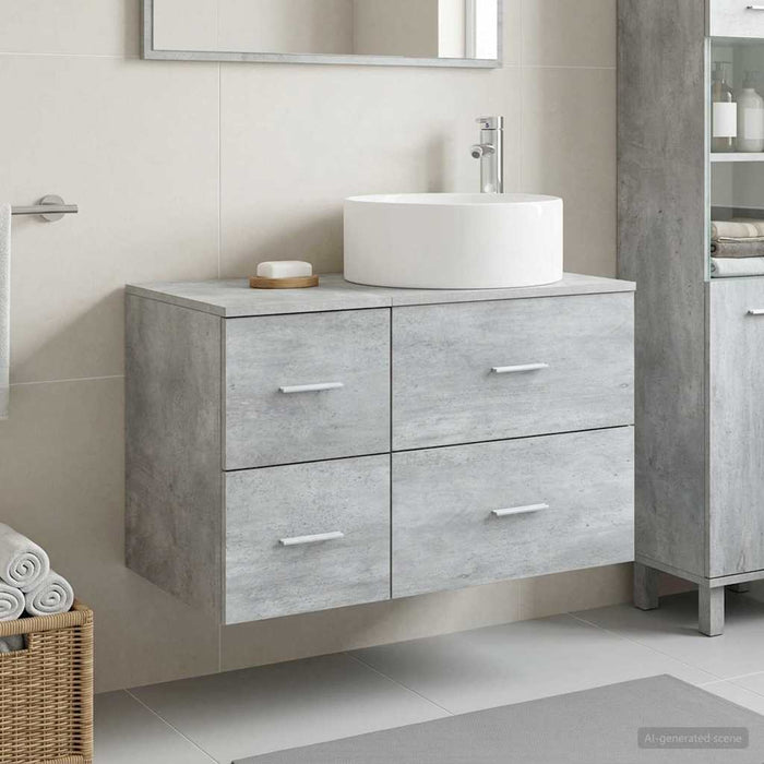 Set de mobilier pentru baie 2 buc. Gri Beton Lemn prelucrat WALTI