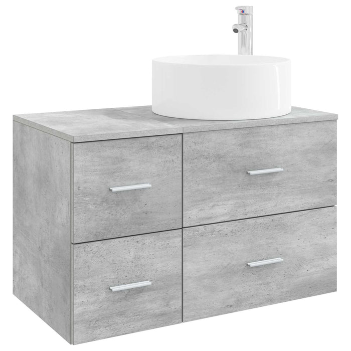 Set de mobilier pentru baie 2 buc. Gri Beton Lemn prelucrat WALTI