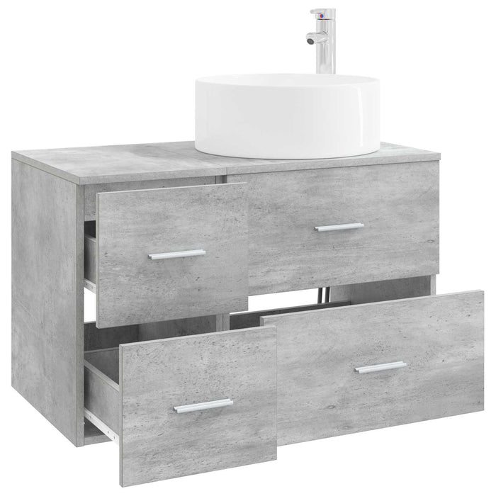 Set de mobilier pentru baie 2 buc. Gri Beton Lemn prelucrat WALTI