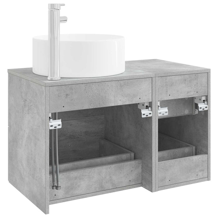 Set de mobilier pentru baie 2 buc. Gri Beton Lemn prelucrat WALTI