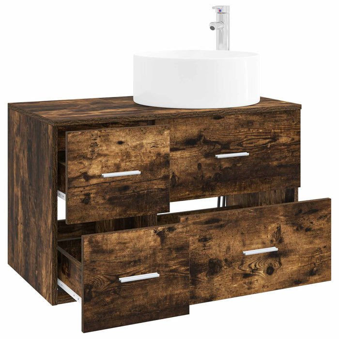 Set de mobilier pentru baie 2 buc. Stejar fumuriu WALTI