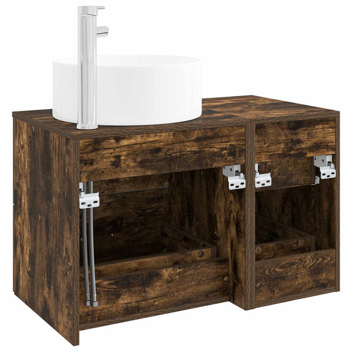 Set de mobilier pentru baie 2 buc. Stejar fumuriu WALTI
