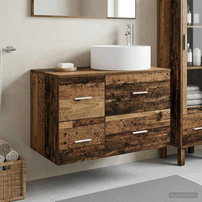 Set de mobilier pentru baie 2 buc. Lemn vechi Lemn prelucrat WALTI