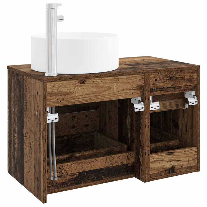 Set de mobilier pentru baie 2 buc. Lemn vechi Lemn prelucrat WALTI