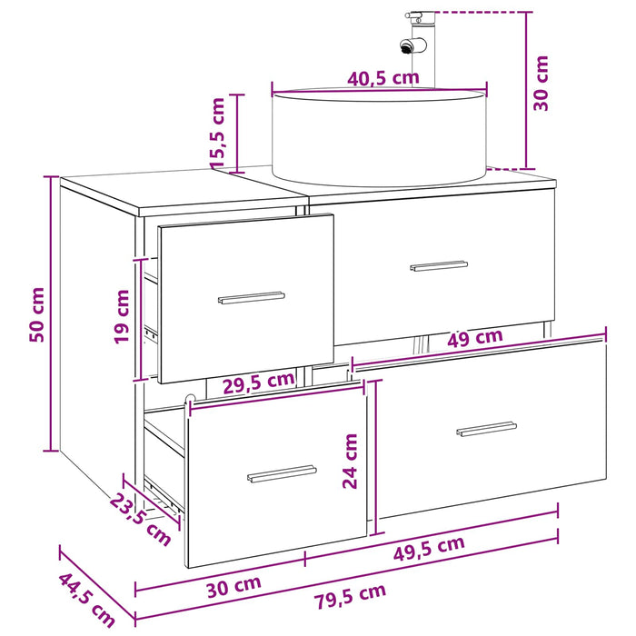 Set de mobilier pentru baie 2 buc. Stejar Artizanal WALTI