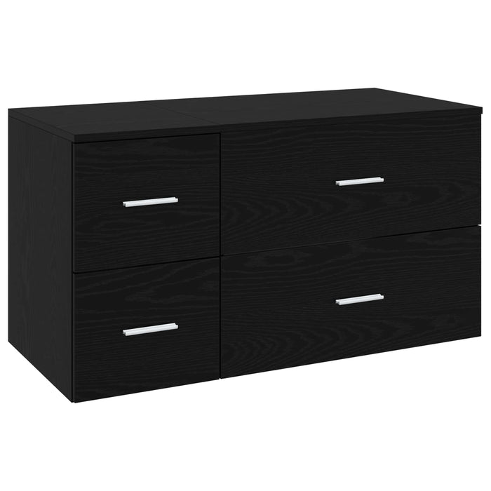 Set de mobilier pentru baie 2 buc. Stejar Negru Lemn prelucrat WALTI