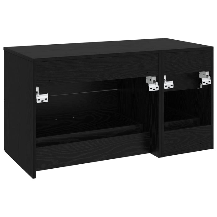Set de mobilier pentru baie 2 buc. Stejar Negru Lemn prelucrat WALTI