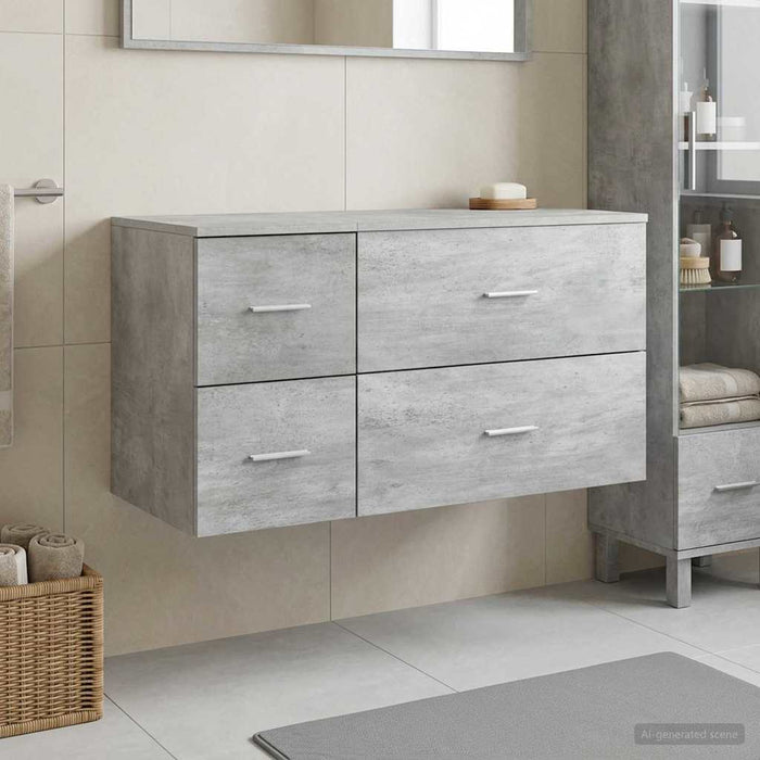 Set de mobilier pentru baie 2 buc. Gri Beton Lemn prelucrat WALTI