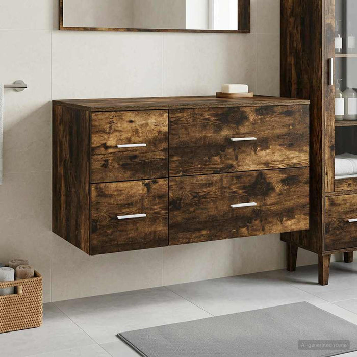 Set de mobilier pentru baie 2 buc. Stejar fumuriu WALTI