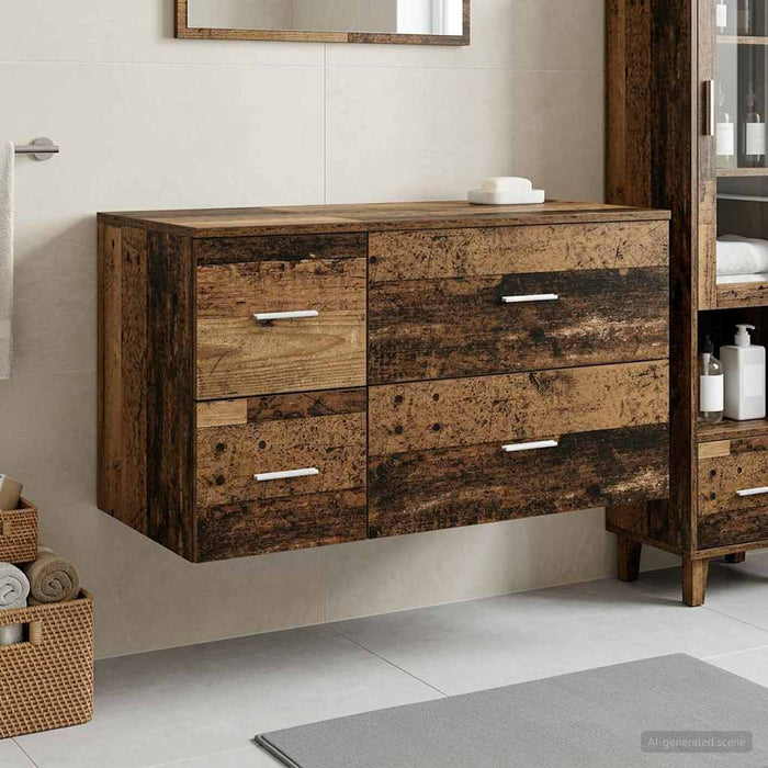 Set de mobilier pentru baie 2 buc. Lemn vechi Lemn prelucrat WALTI
