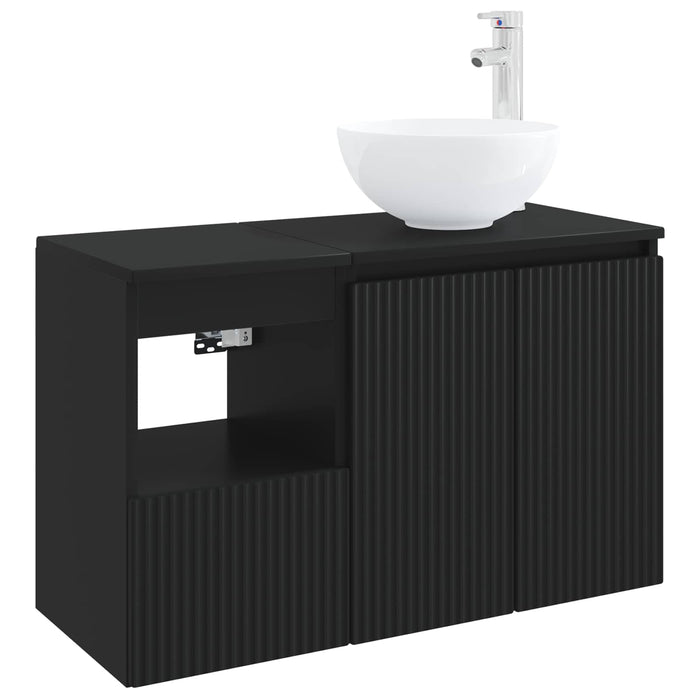 Set de mobilier pentru baie 2 buc. Negru Lemn prelucrat WALTI