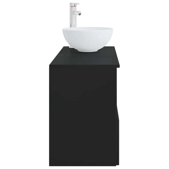 Set de mobilier pentru baie 2 buc. Negru Lemn prelucrat WALTI