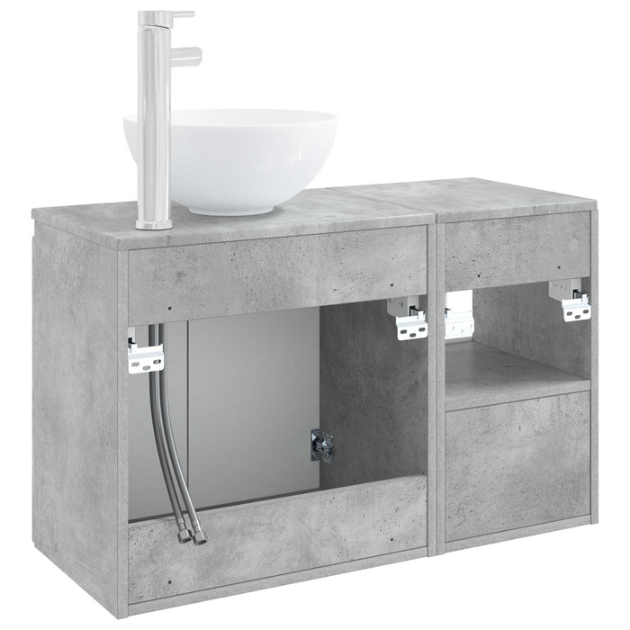 Set de mobilier pentru baie 2 buc. Gri Beton Lemn prelucrat WALTI