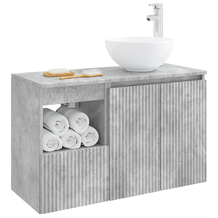 Set de mobilier pentru baie 2 buc. Gri Beton Lemn prelucrat WALTI
