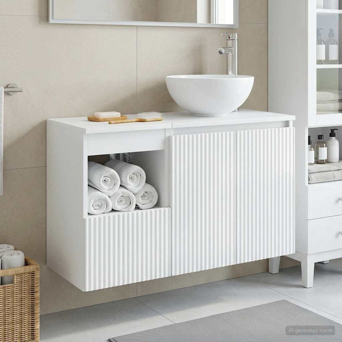 Set de mobilier pentru baie 2 buc. Alb foarte lucios WALTI