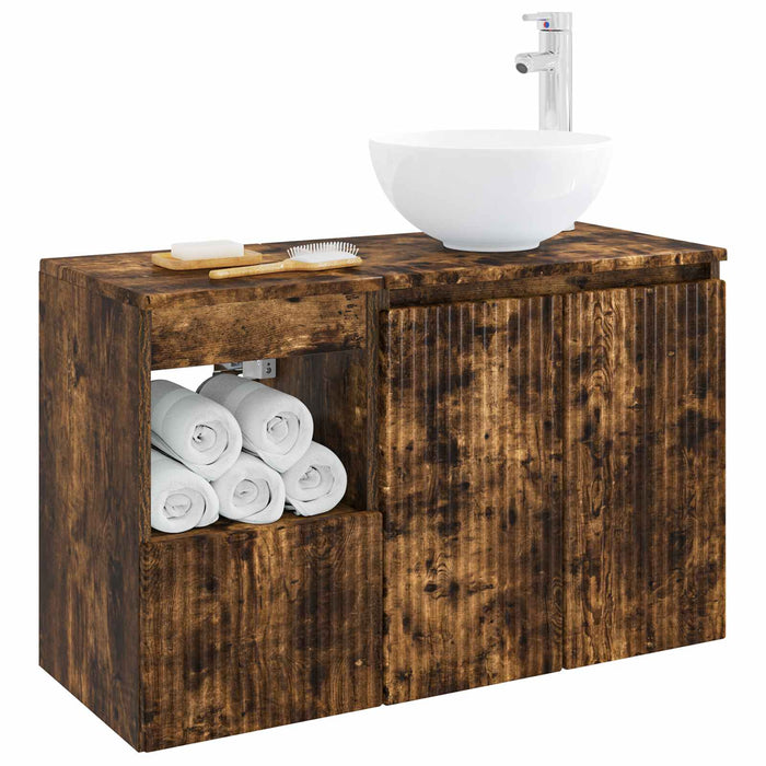 Set de mobilier pentru baie 2 buc. Stejar fumuriu WALTI